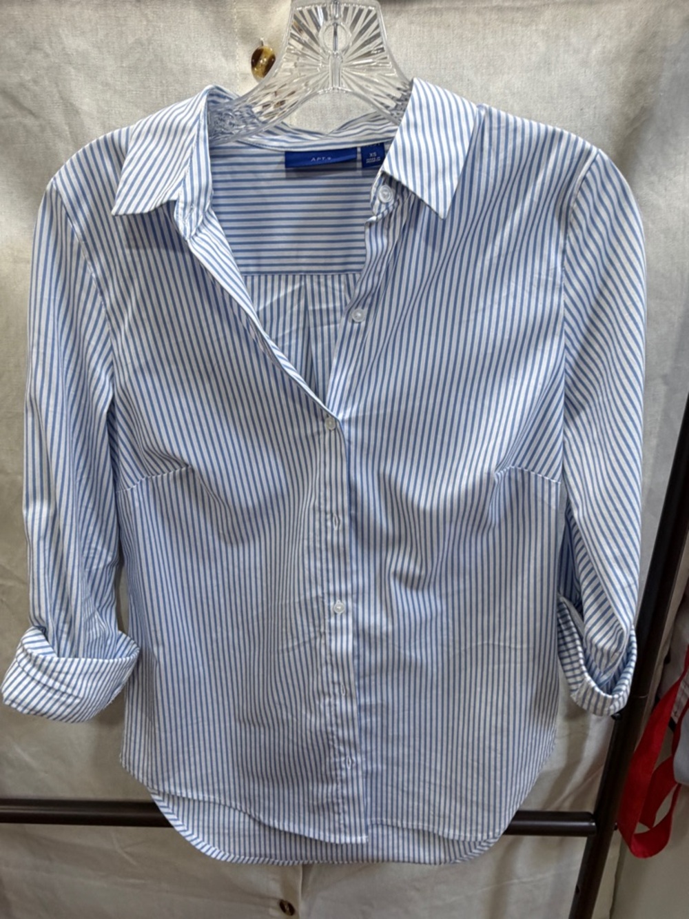 Apt. 9 Blue and White Striped Button-Down Shirt